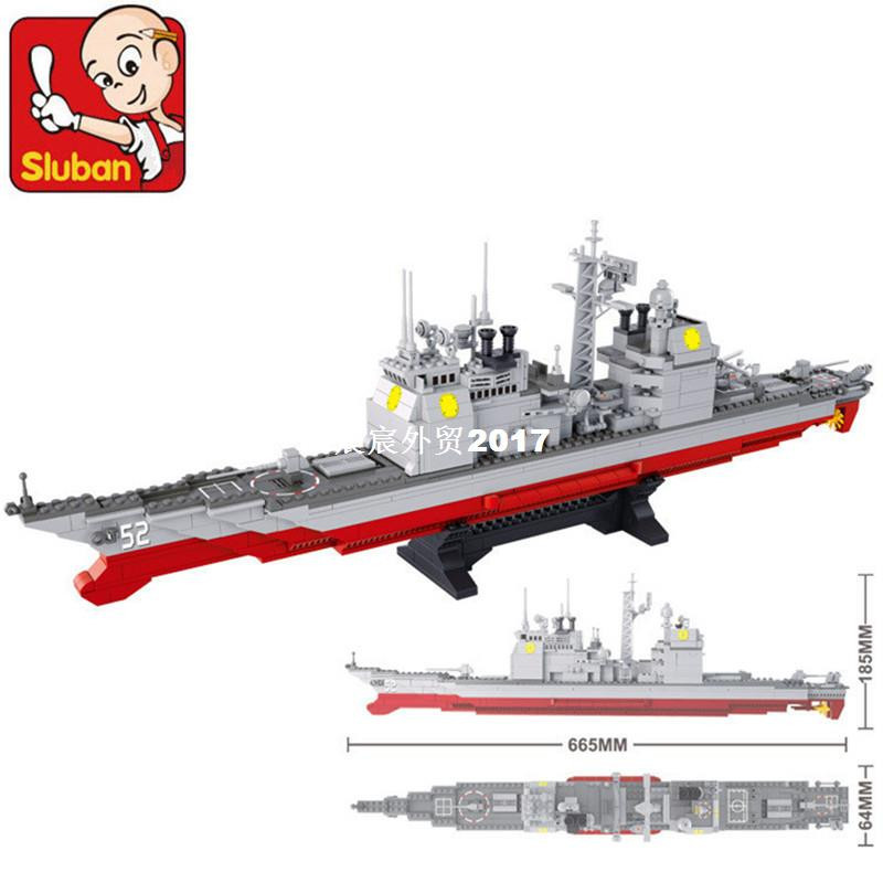 sluban 883pcs military series army navy warship model buildi
