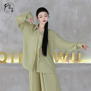 现代舞衬衫宽松秋冬古典舞练功服中国舞成人长袖舞蹈上衣女款新款