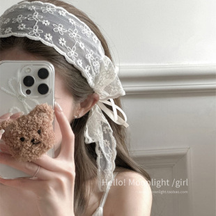 芭蕾风蕾丝花朵刺绣印花发箍女甜美高级感宽边头箍气质绑带头发饰