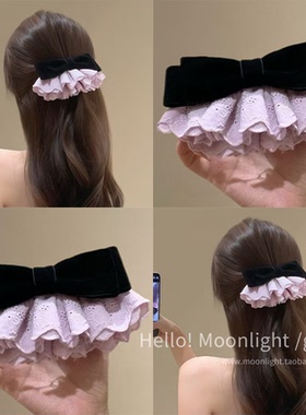 【慕奈】新款紫色蝴蝶结发夹女气质低马尾弹簧夹半扎发夹子头发饰