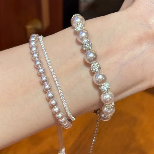 【慕奈】曼塔珠珠玫瑰色珍珠手链女小众轻奢高级感串珠冷清风手饰