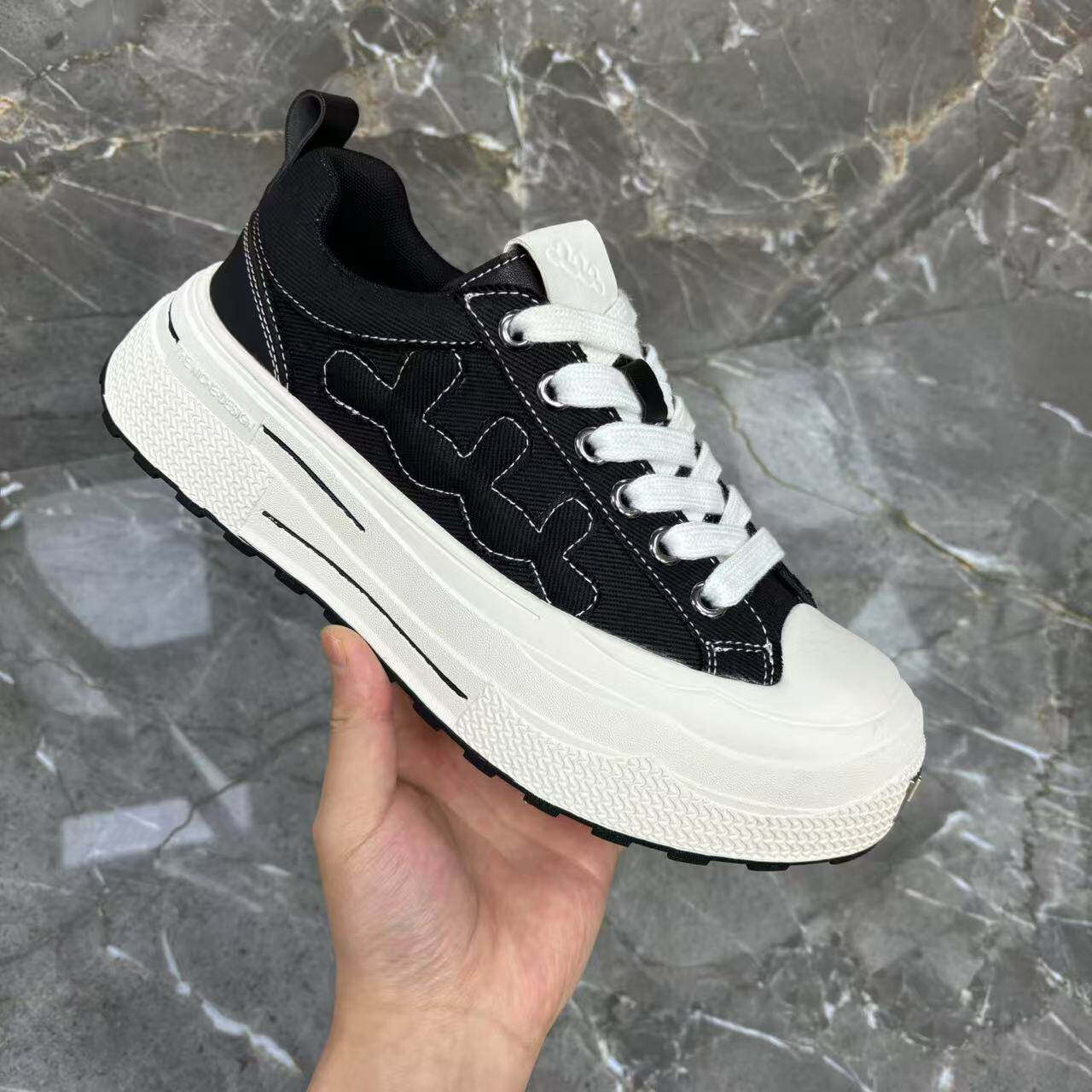 2025春季新款耐磨厚底帆布鞋板鞋百搭梅花休闲板鞋小脏脏鞋男女款