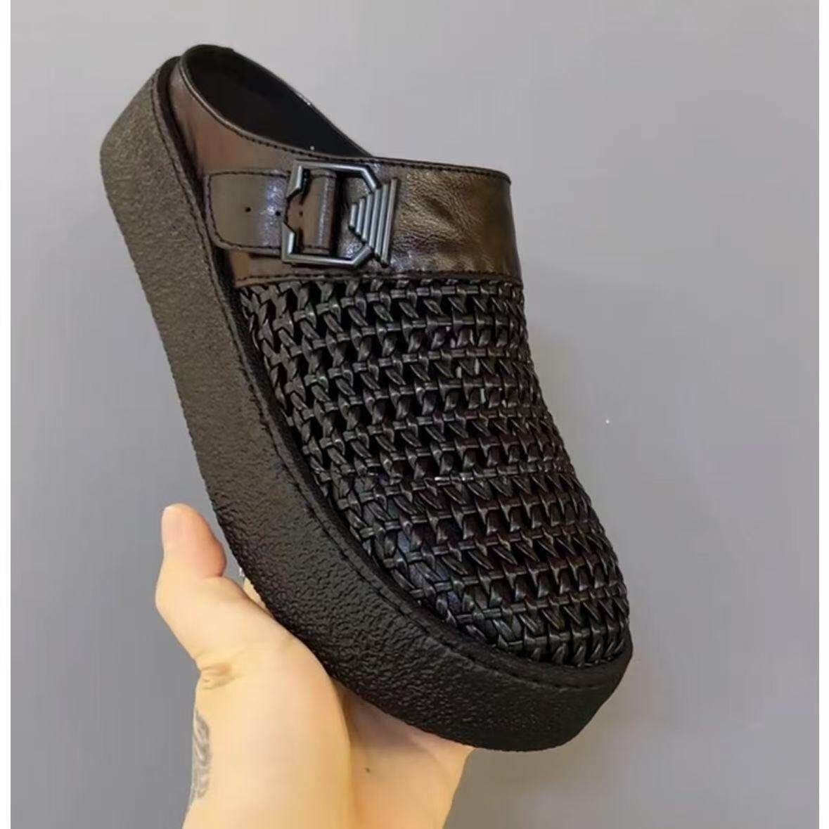 5880-36新品男士纯皮编织凉鞋休闲舒适男拖鞋时尚潮流商务高级感