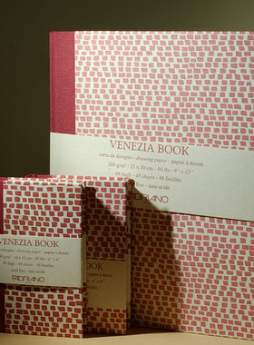 意大利FABRIANO飞碧纳威尼斯红砖本旅行便携水彩本素描速写绘画本