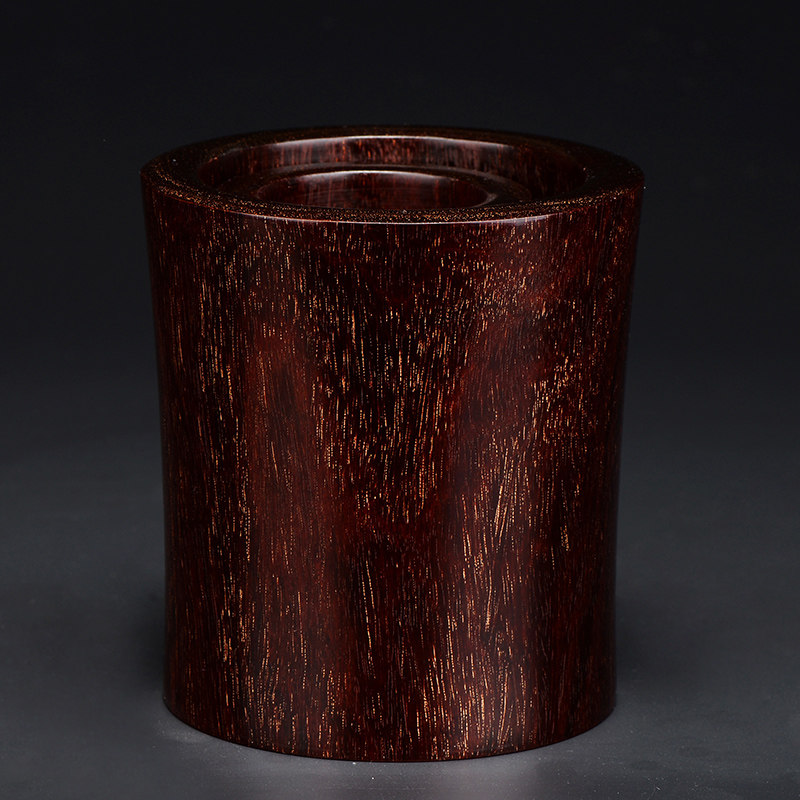 印度小叶紫檀笔筒摆件实木复古文房四宝用品桌面笔插办公教师礼品