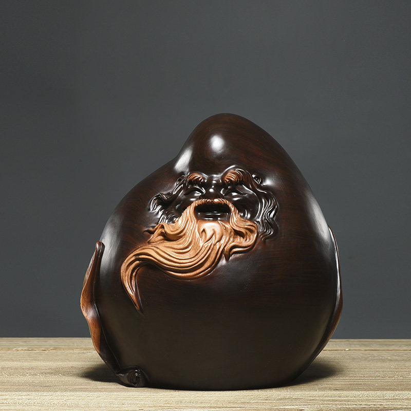 原创寿桃寿星公黑檀木复古怀旧