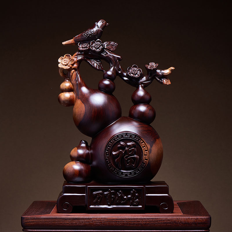 黑檀木中式匠心雕刻五福临门