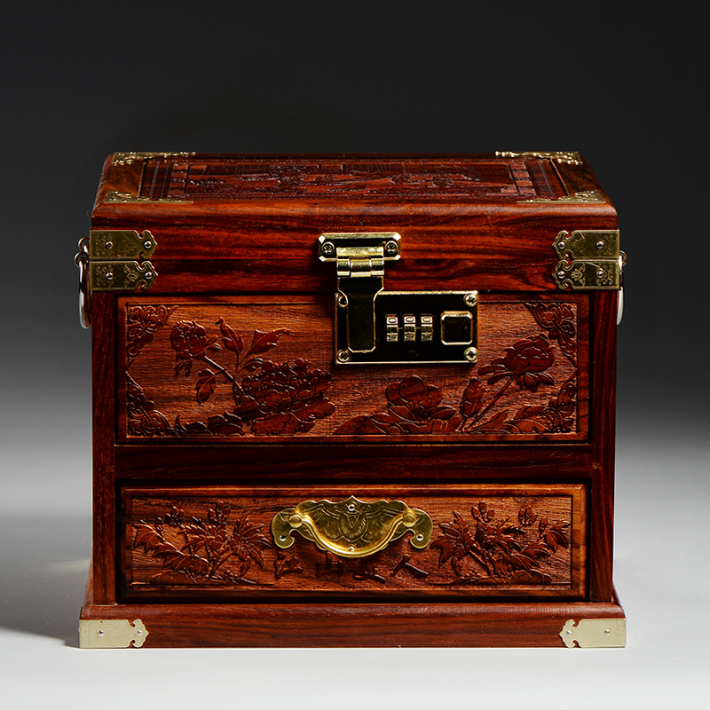 实木首饰盒结婚老挝大红酸枝