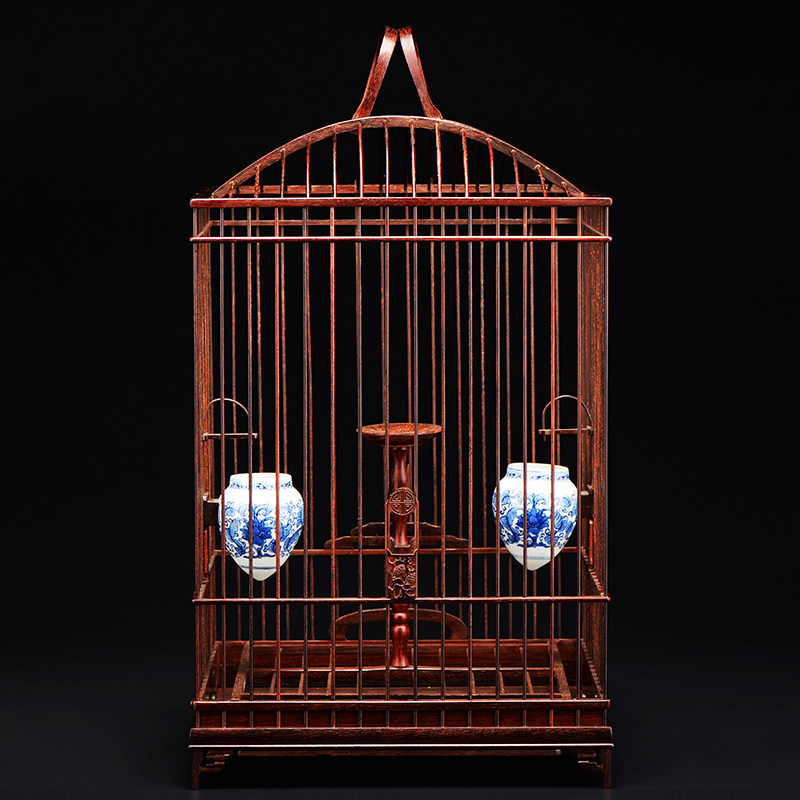 印度小叶紫檀鹦鹉八哥画眉方型鸟笼红木摆件中式鸟巢木窝送礼收藏