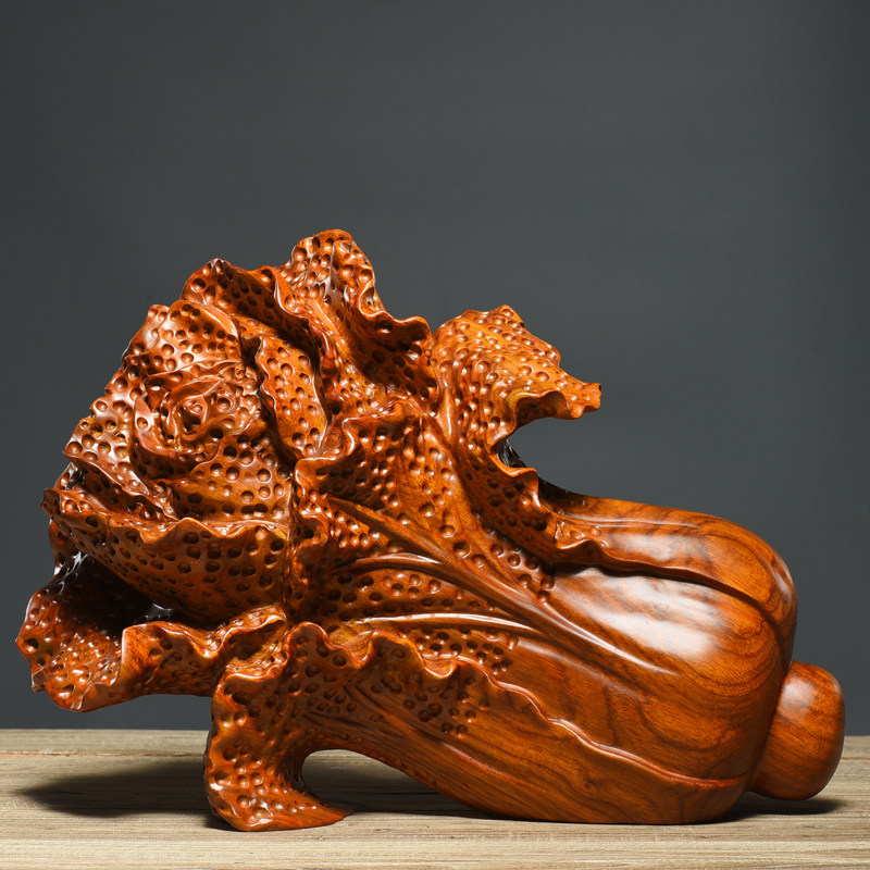 黄花梨木雕白菜摆件红木工艺品家居办公室桌面摆设店铺开业礼品