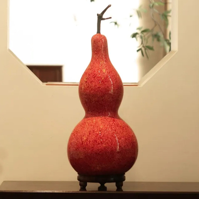 超大号胭脂粉福禄葫芦摆件