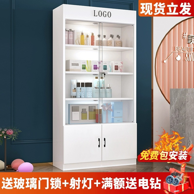 玻璃展示柜商用玻璃门礼品柜货柜化妆品产品陈列柜展柜美容院柜子