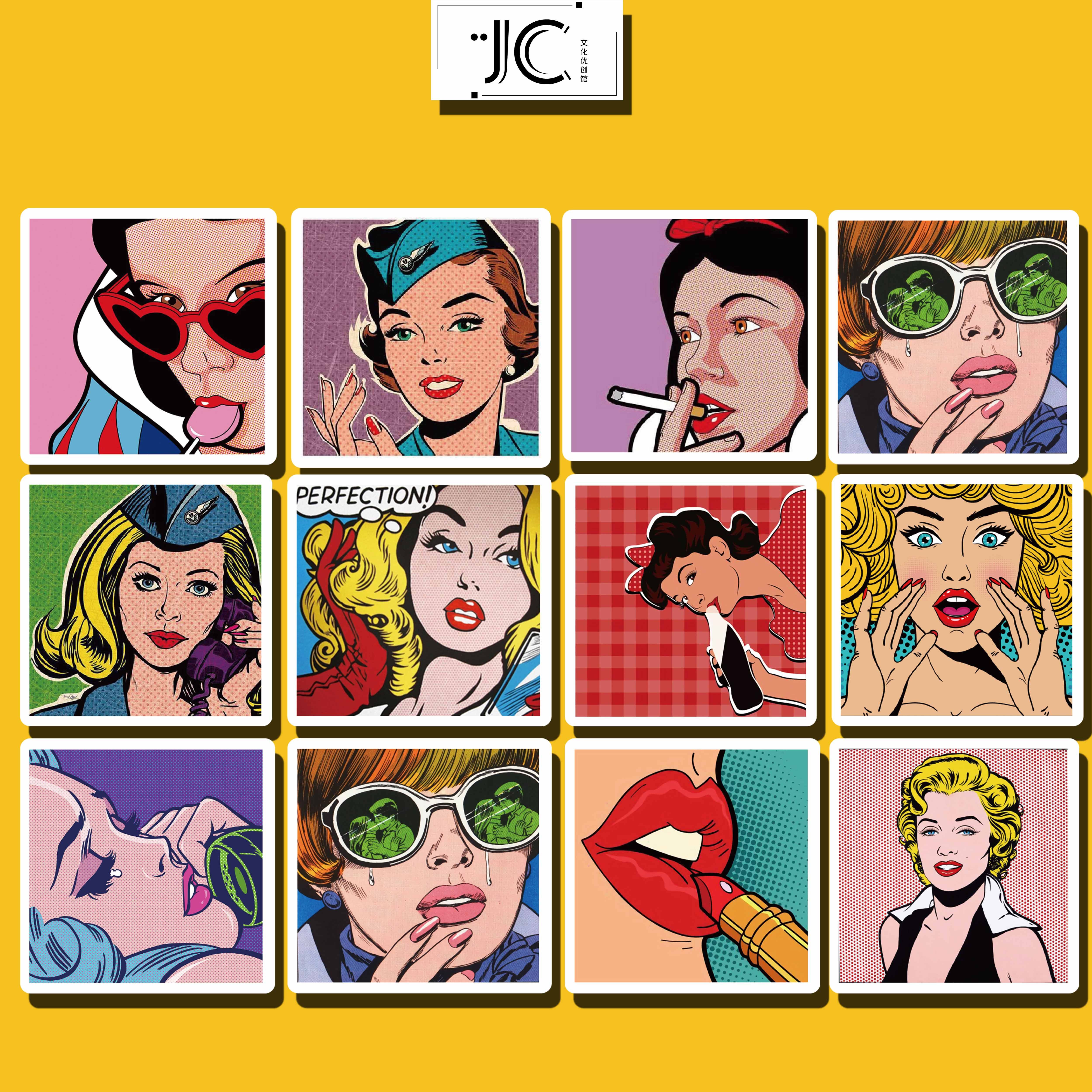 50张波普风漫画人物艺术diy装饰手机壳水杯电脑吉他防水涂鸦贴纸