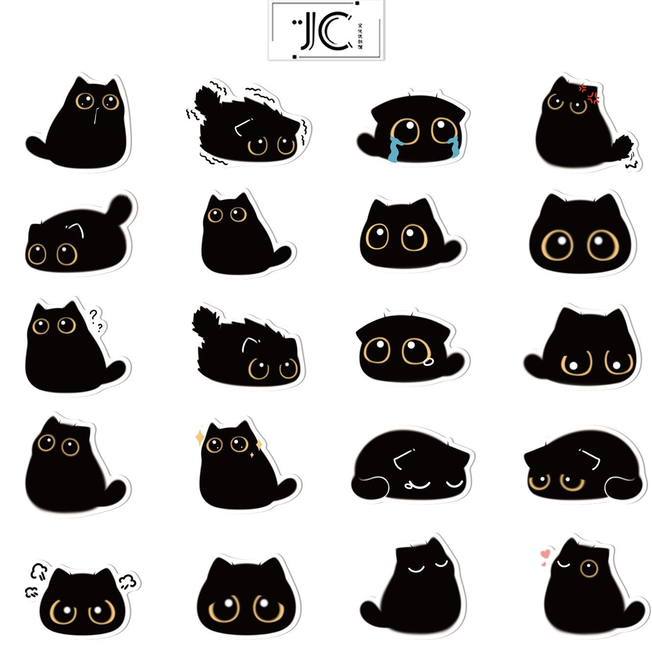 40张原创手绘卡通煤球贴纸笔记本电脑手账本手机壳装饰diy贴画