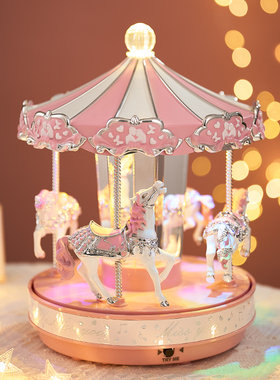 美国Mr.Christmas旋转木马八音盒音乐盒送女友小孩生日情人节礼物