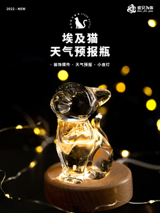 埃及猫风暴瓶天气预报瓶桌面装饰品女朋友男朋友朋友生日雕刻夜灯