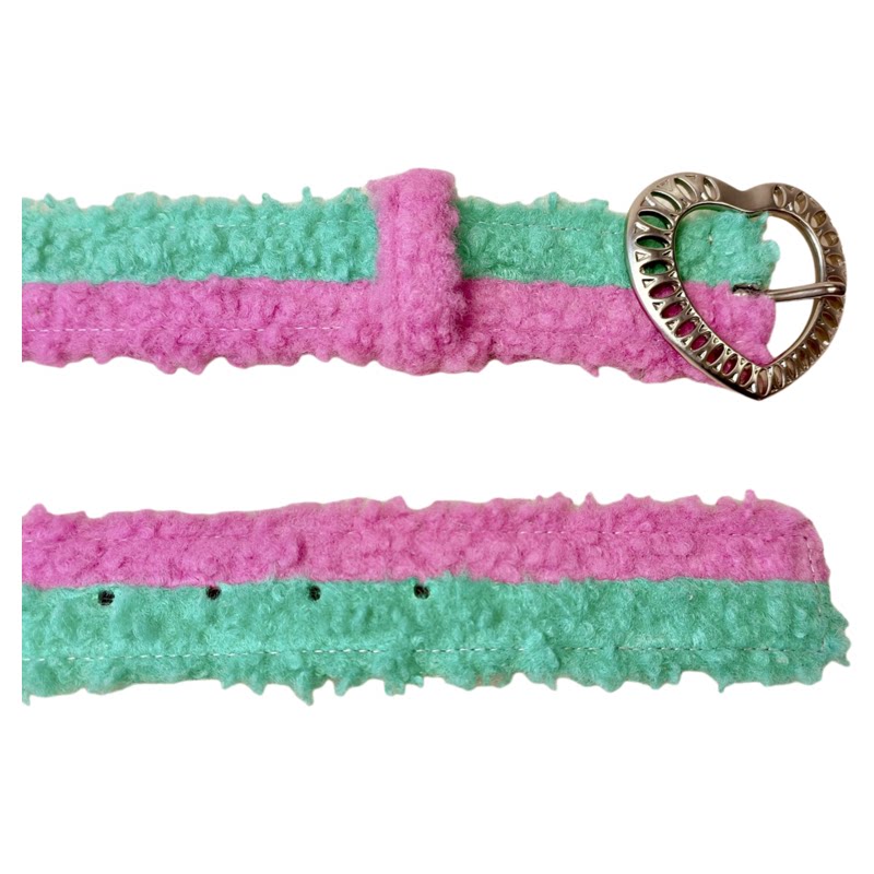 新款时髦复古毛绒腰带小众设计y2k千禧亚文化辣妹百搭羊羔绒皮带