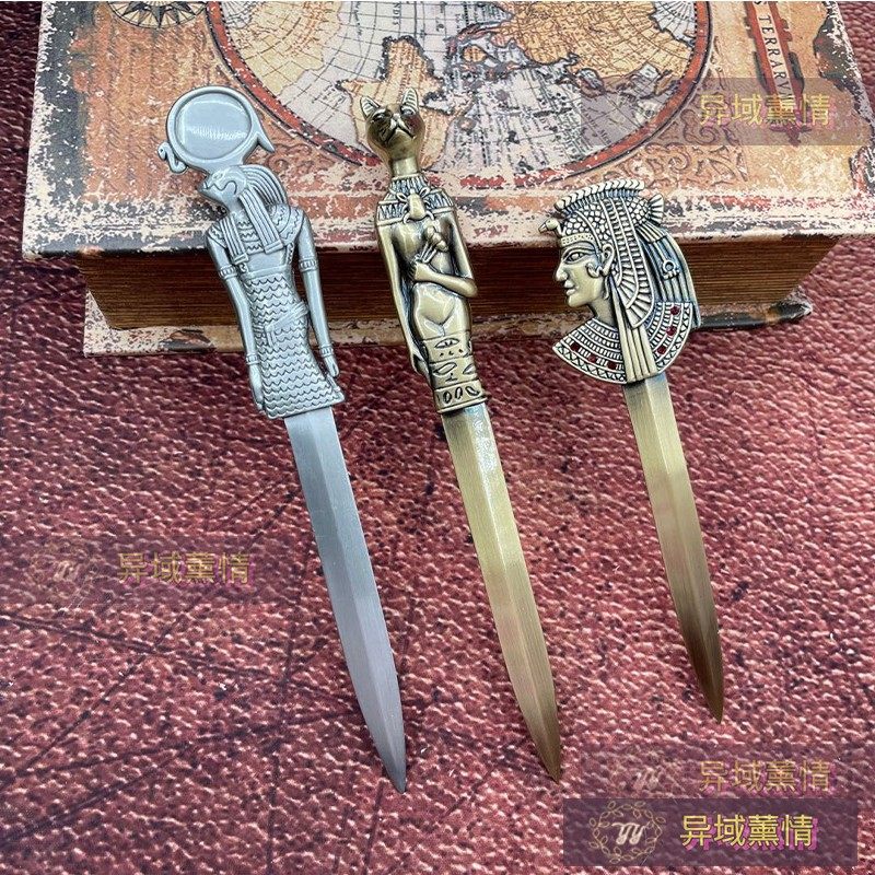 고대 이집트 편지 오프너 금속 종이 칼 열린 문서 열린 봉투 가장자리가 없는 파라오 편지 오프너 장식품 태양신