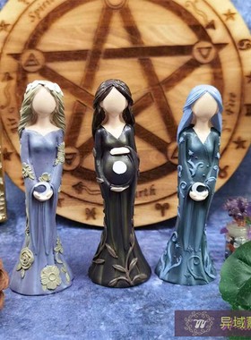 欧式树脂月亮女神天使雕像摆件工艺品桌面客厅复古怀旧