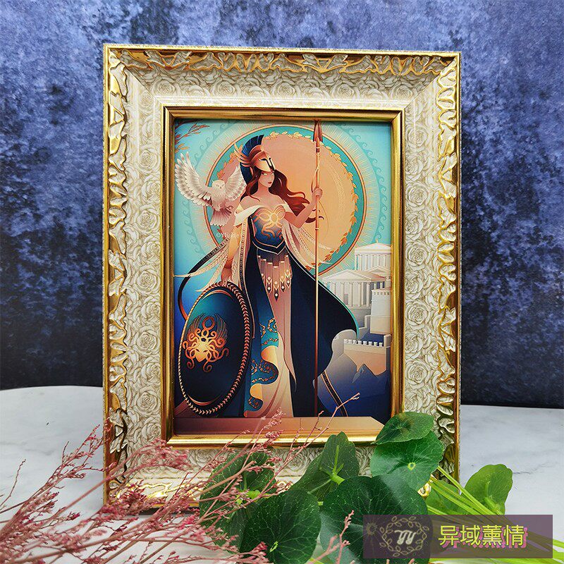 雅典娜画像挂件照片画框油画布卡片摆件客厅书桌玄关挂像装饰画