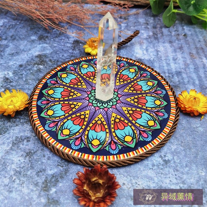 유럽 ??세라믹 단열 매트 LIFE FLOWER 만다라 캔들 트레이 크리스탈 장식 플레이트 코스터 티라이트 매트