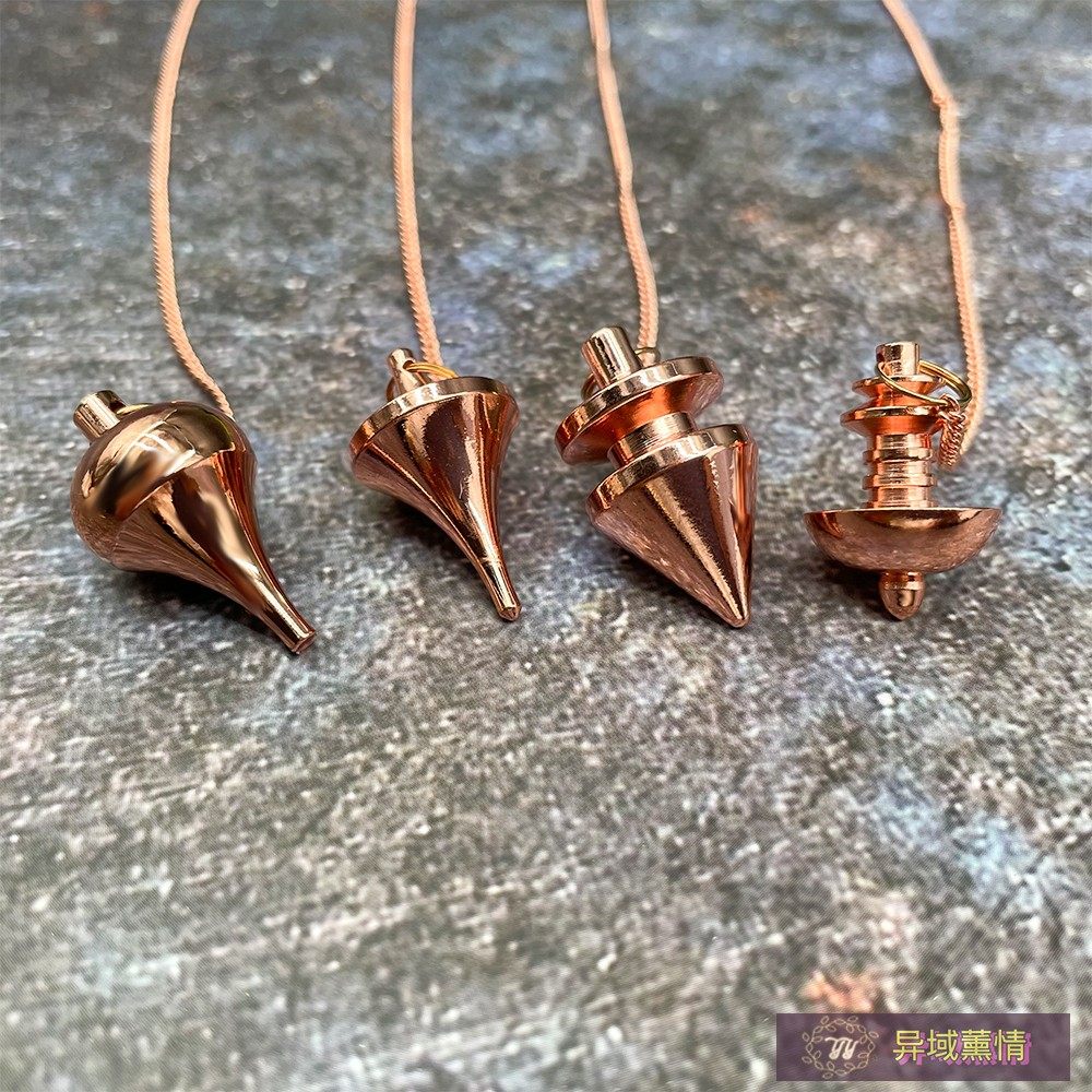 玫瑰金纯铜灵摆吊坠金属链子项链实心摆锤水滴雏形 工具 日常摆件