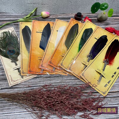 笔复羽毛笔多款颜色创意个性居家赠送礼物笔多笔头书写写信古创意