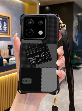 格子适用小米红米note13pro手机壳note12Turbo4套11Tpro新款10t+k80斜跨K70至尊版挂绳60全包50新品40s潮14