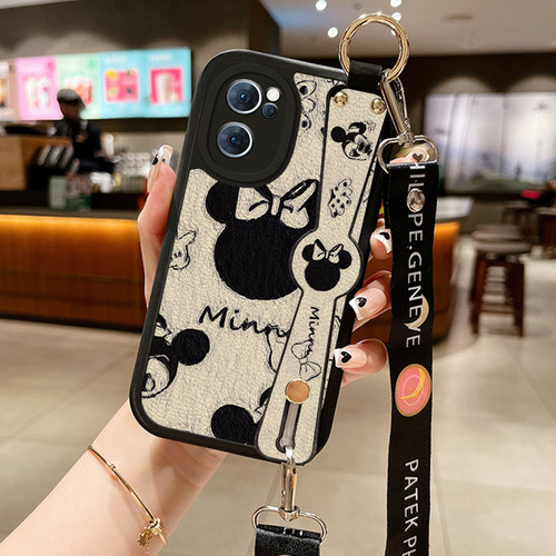 小羊皮reno11腕带斜跨手机壳油画