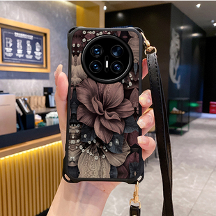 牡丹适用华为mate70手机壳斜跨挂绳mate70pro套MT60新品mαte50e新款maet40epro+鼎桥M40防摔30全包外壳曲屏