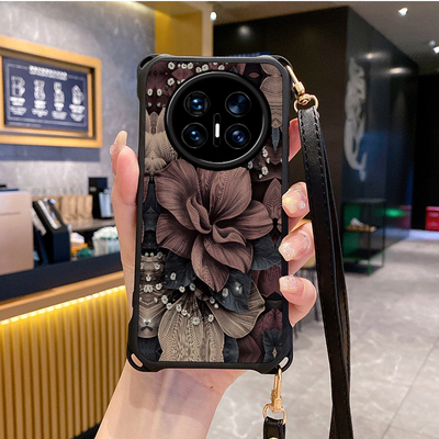 牡丹适用华为mate70手机壳斜跨挂绳mate70pro套MT60新品mαte50e新款maet40epro+鼎桥M40防摔30全包外壳曲屏