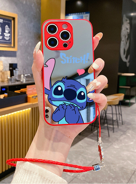 适用苹果16promax手机壳15plus补妆镜面ihpone14挂绳12pro新款iphon11套13网红xsmax防摔xs女x7xr史迪仔8plus