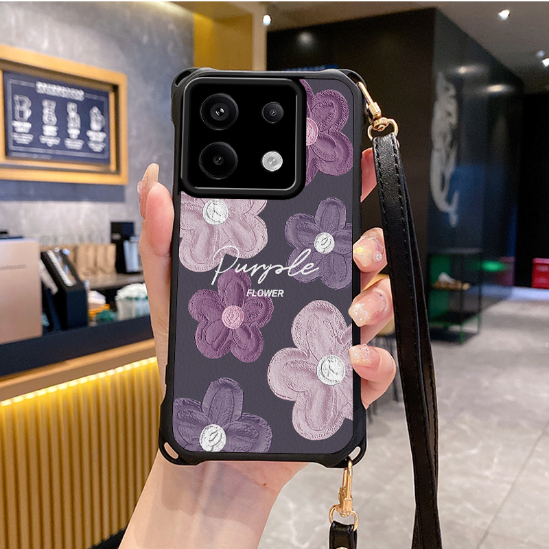 油画适用小米红米note13pro手机壳note12Turbo4套11Tpro新款10t+k80斜跨K70至尊版挂绳60全包50新品40s潮14