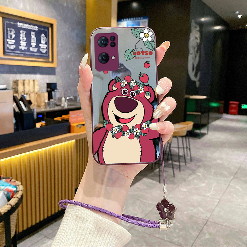 适用OPPOReno13pro手机壳A93S补妆镜FindX8挂绳K12X新款A97全包11新品10套A58K9+8外壳7A96防摔6草莓熊4se3i5