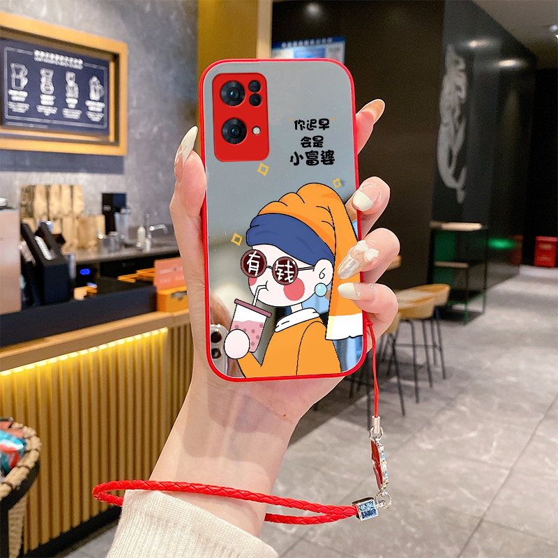 适用OPPOReno13pro手机壳A93S补妆镜面FindX8挂绳K12X新款A97全包11新品10套A58K9+8外壳7A96防摔6富婆4se3i5