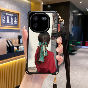 女生适用VIVO IQOONEO9手机壳8pro斜跨IQOOZ9X挂绳7i新款6se全包5活力版1z3外壳IQOO12软套855竞速版IQOOU3X