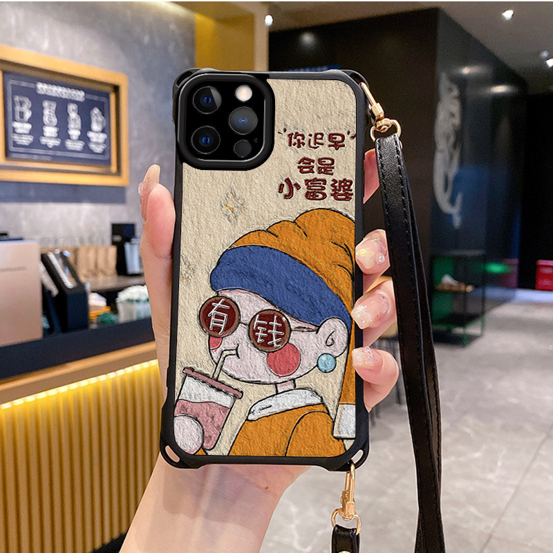 富婆适用苹果16promax手机壳斜跨挂绳防摔iphone12pro新款ihpnoe11e套13网红15plus xs女17air14x7xr潮8xsmax