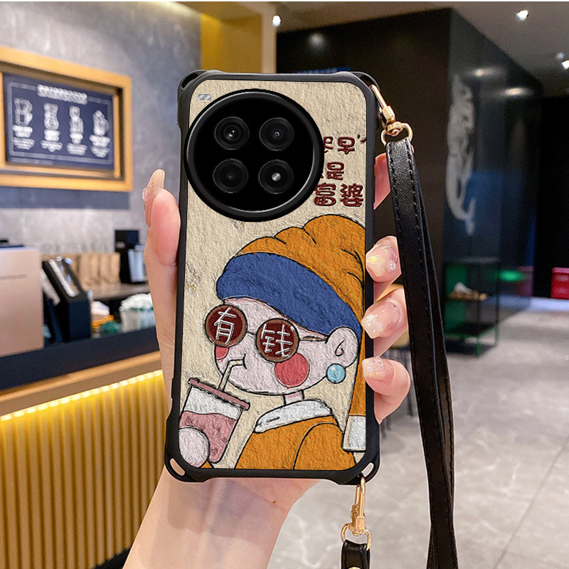 富婆适用一加ACE3Pro手机壳斜跨挂绳ACE2V保护套ACE5竞速版12至尊新品1+ac外壳ace3v新款13T防摔硅胶软壳全包
