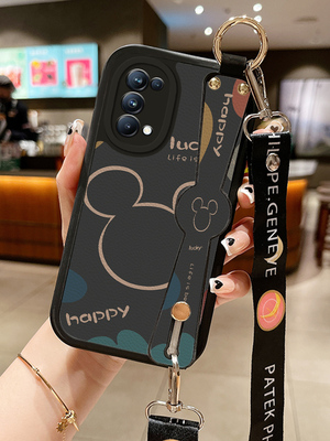 小羊皮reno11全包边腕带手机壳