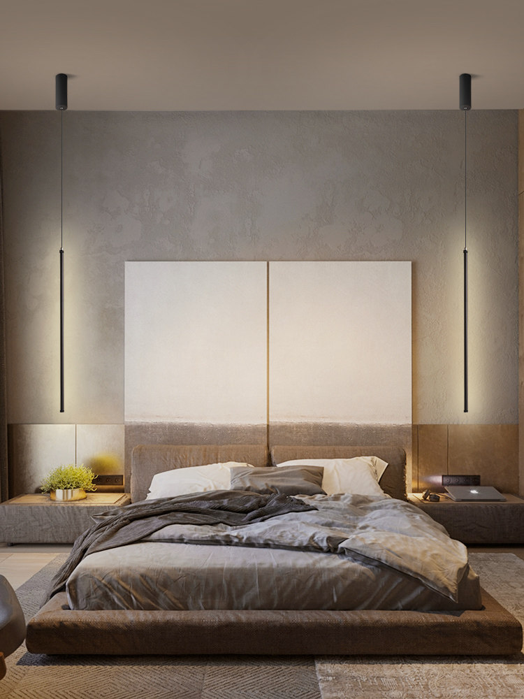 北欧卧室床头吊灯现代简约客厅背景墙线条灯创意个性极简餐厅灯饰