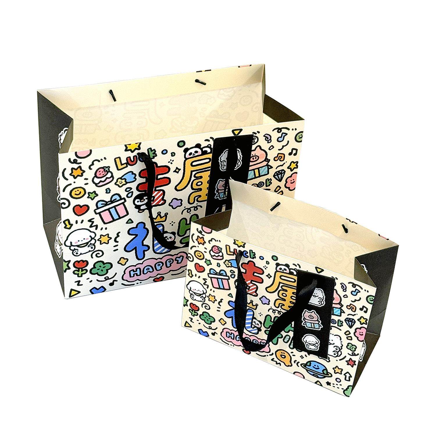 ins风专属礼物礼品袋可爱涂鸦手提纸袋子卡通大号生日礼物包装袋,包装,礼品袋/塑料袋,淘宝优惠券,粉丝福利购,淘宝优惠卷