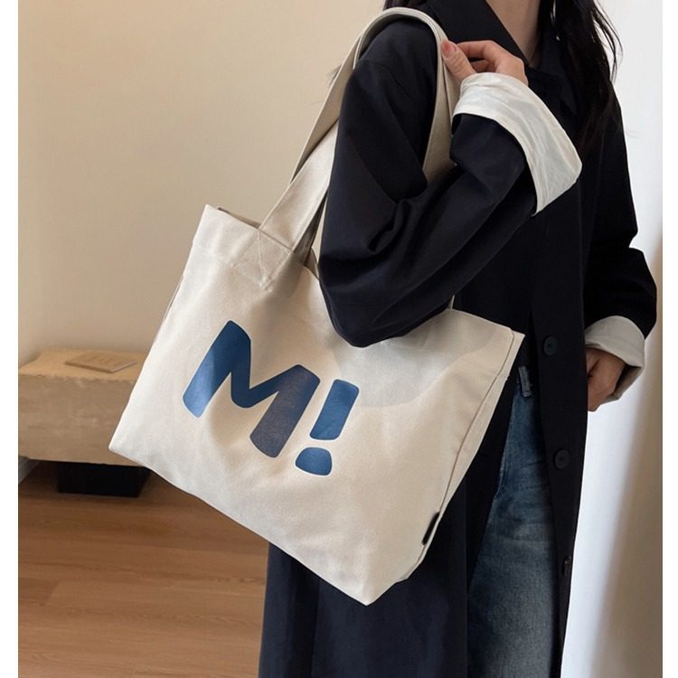 韩国ins大容量帆布包包潮简约字母托特包通勤百搭单肩包手提