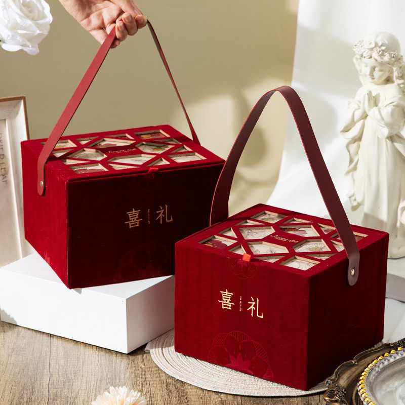 新型婚礼便携礼盒中国婚礼糖果盒包装盒伴侣礼盒高端空盒礼品硬盒