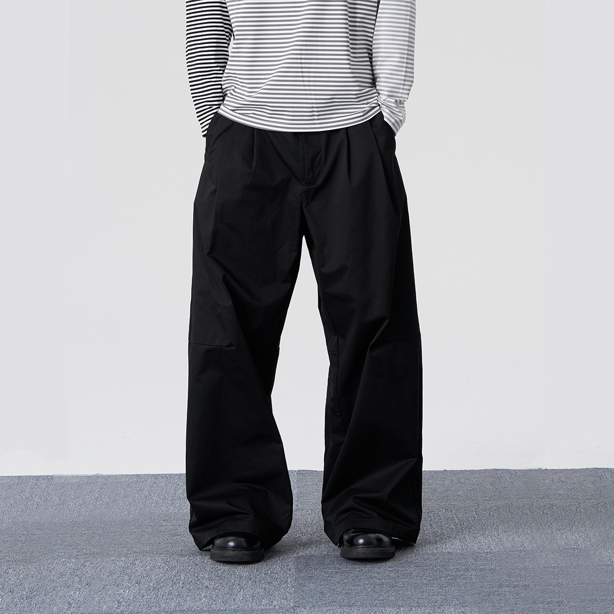 FMACM闷与狂 双褶休闲长裤宽松舒适日系简约百搭弯刀廓形长裤男女