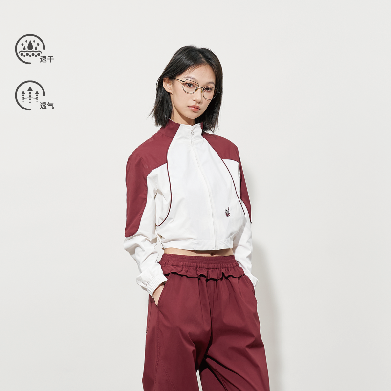 闷与狂FMACM 速干撞色拼接短外套女2025春夏短款运动拉链开衫上衣