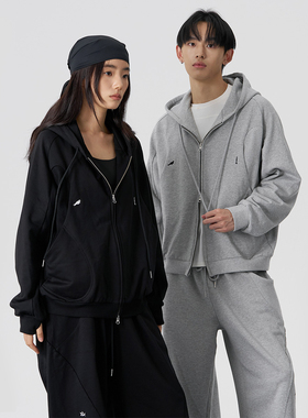 FMACM闷与狂 罗纹拼接几何四袋网球运动连帽卫衣休闲外套上衣潮牌