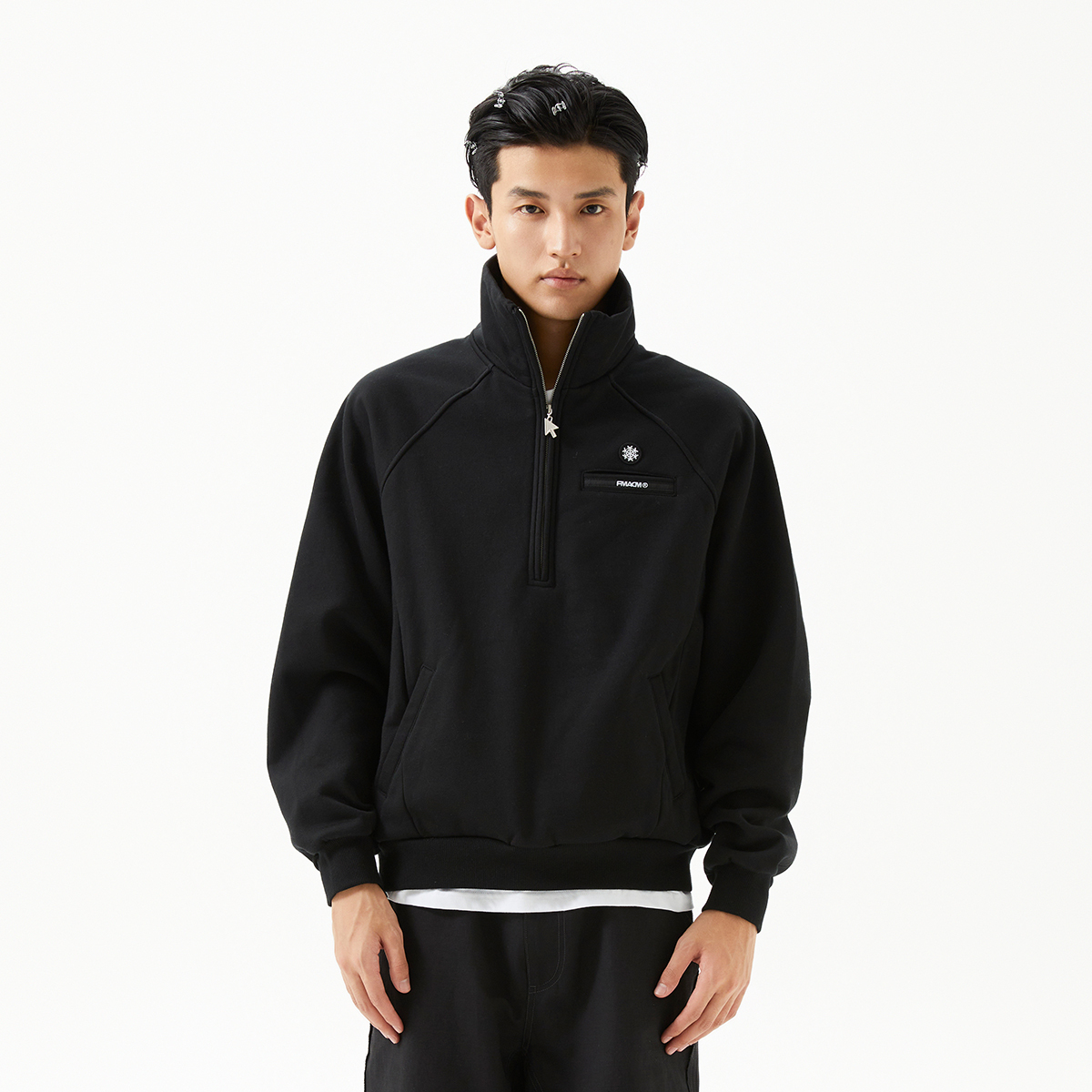 FMACM闷与狂 半拉链立领宽松廓形简约百搭加绒卫衣2024秋冬上衣