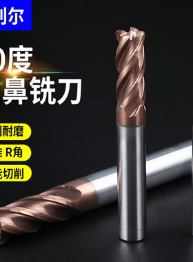 60度圆鼻铣刀4刃钨钢合金立铣刀加长R角涂层牛鼻刀R0.2R0.5R1R2R3