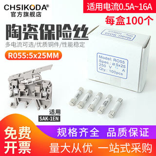 R055保险管 陶瓷保险丝5*25mm 250V 0.5/1/2/3/4/5/6/20A熔断器