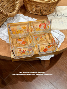 新年高颜值玻璃干果盘客厅茶几家用马年四宫格零食摆放盘零食盘